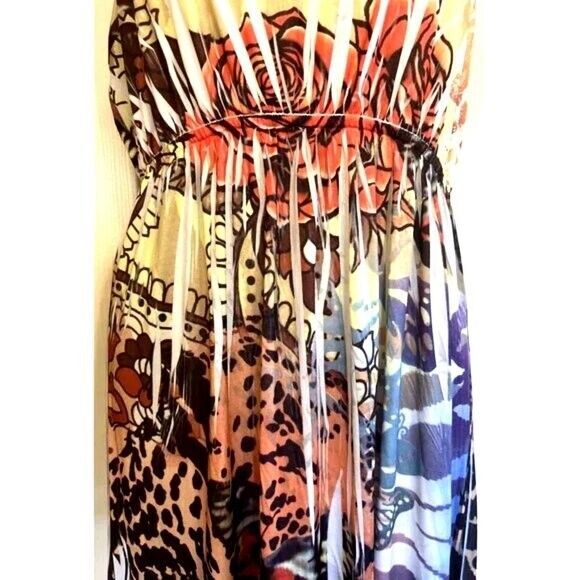 Sam & Max Jungle Print Maxi Dress L Leopard Rose Butterfly Boho Colorful - Picture 8 of 12